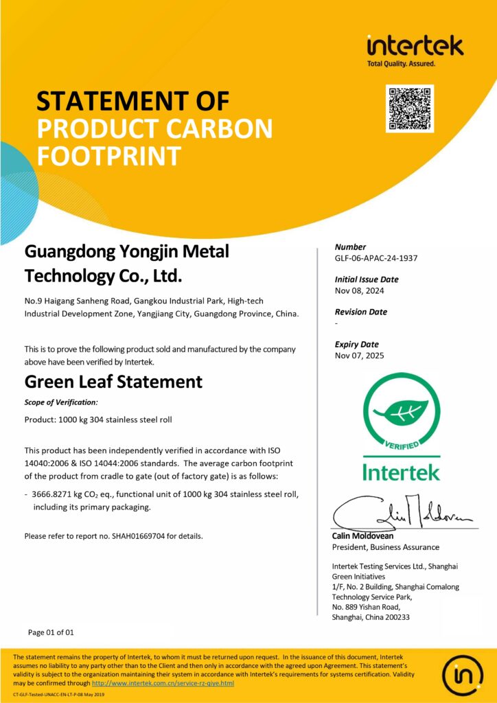 GUANGDONG YONJING Green Leaf Statement